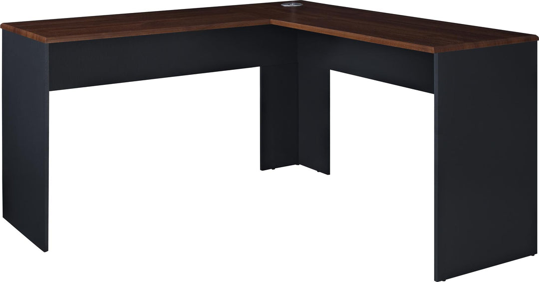 Amara L-Shaped Desk with Wire Management Grommet - Cherry