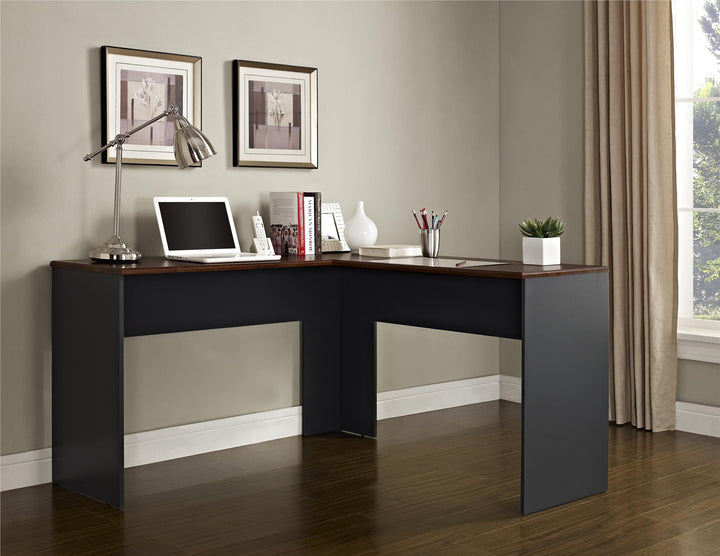 Amara L-Shaped Desk with Wire Management Grommet - Cherry