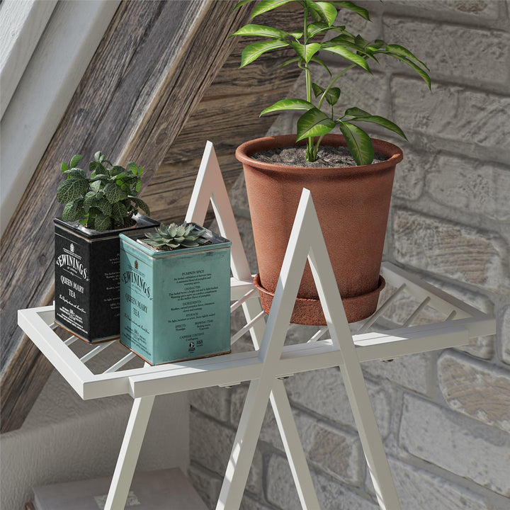 Botanika Plant Stand with 2 Metal Shelves for Potted Flowers - White