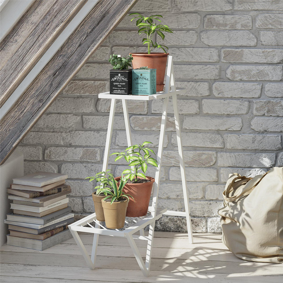 Botanika Plant Stand with 2 Metal Shelves for Potted Flowers - White