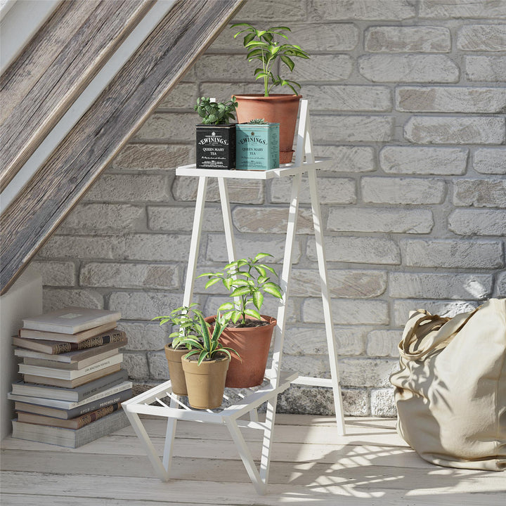 Botanika Plant Stand with 2 Metal Shelves for Potted Flowers - White