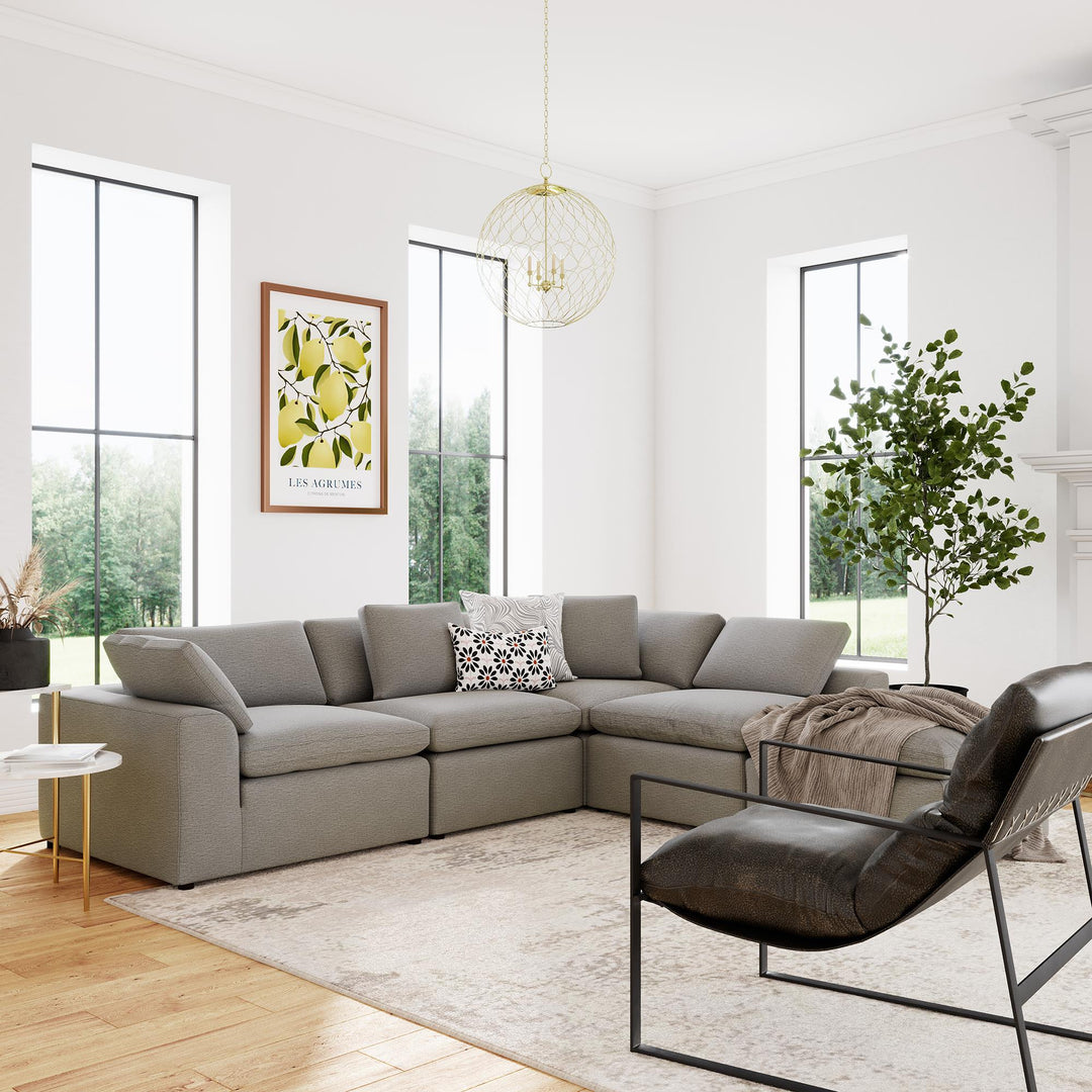 York Modular Pillow Top Corner Chair with Back Pillow and Side Pillow - Taupe