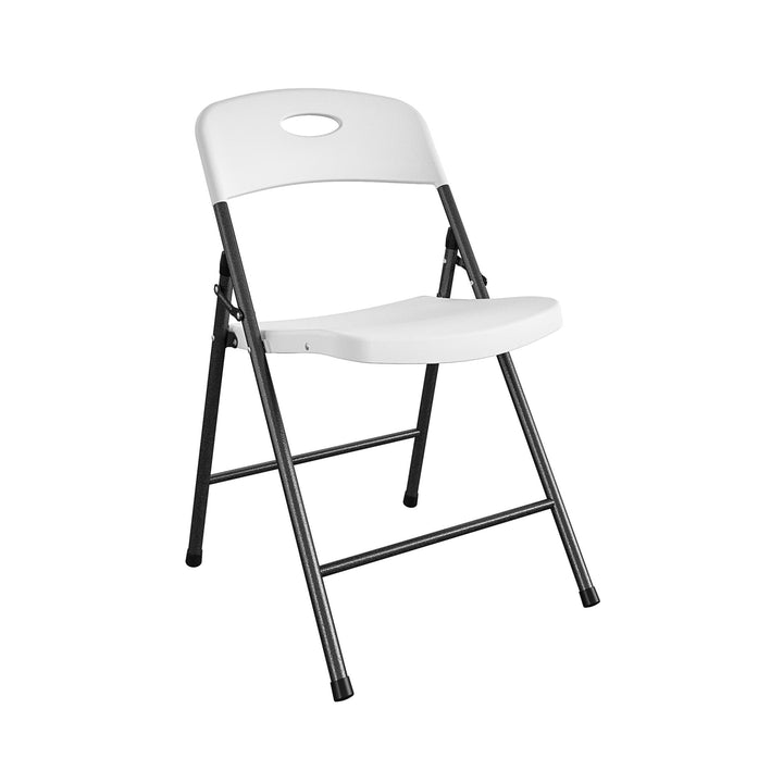Solid Resin Plastic Folding Chair, Indoor/Outdoor, Double Braced, Set of 4 - White - 4-Pack