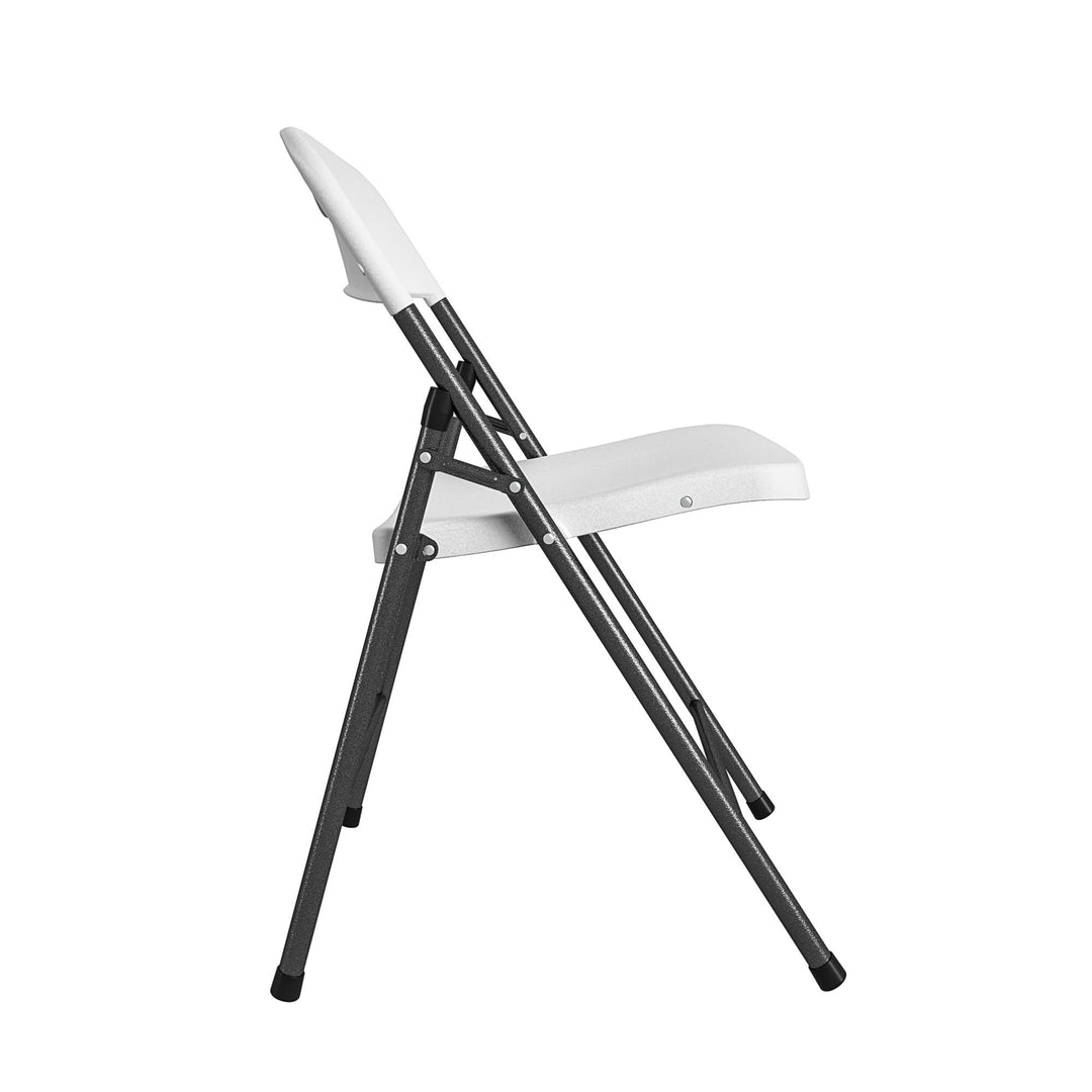 Solid Resin Plastic Folding Chair, Indoor/Outdoor, Double Braced, Set of 4 - White - 4-Pack