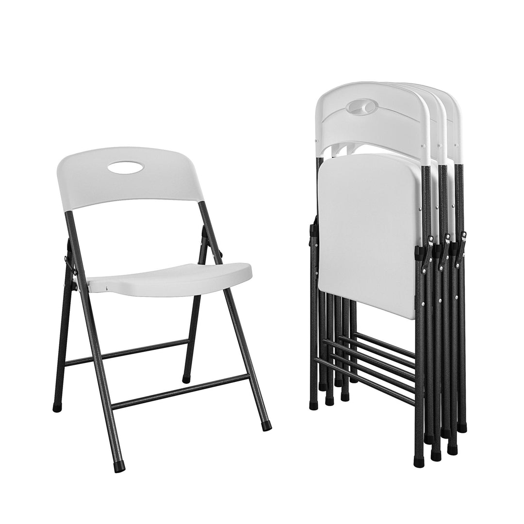 Solid Resin Plastic Folding Chair, Indoor/Outdoor, Double Braced, Set of 4 - White - 4-Pack