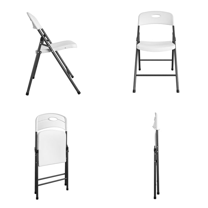 Solid Resin Plastic Folding Chair, Indoor/Outdoor, Double Braced, Set of 4 - White - 4-Pack