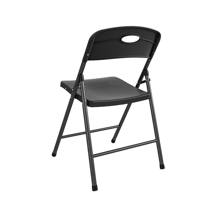 Solid Resin Plastic Folding Chair, Indoor/Outdoor, Double Braced, Set of 4 - Black - 4-Pack