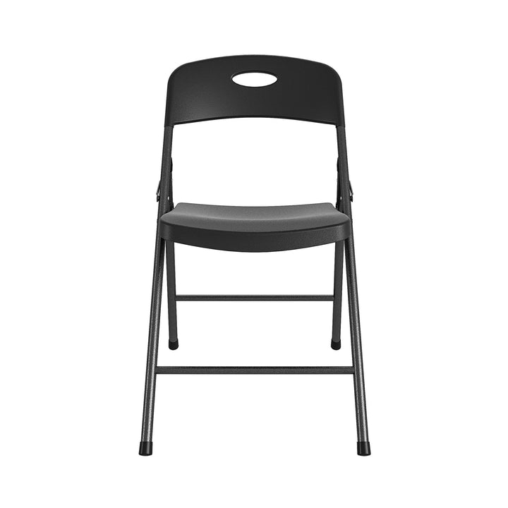 Solid Resin Plastic Folding Chair, Indoor/Outdoor, Double Braced, Set of 4 - Black - 4-Pack