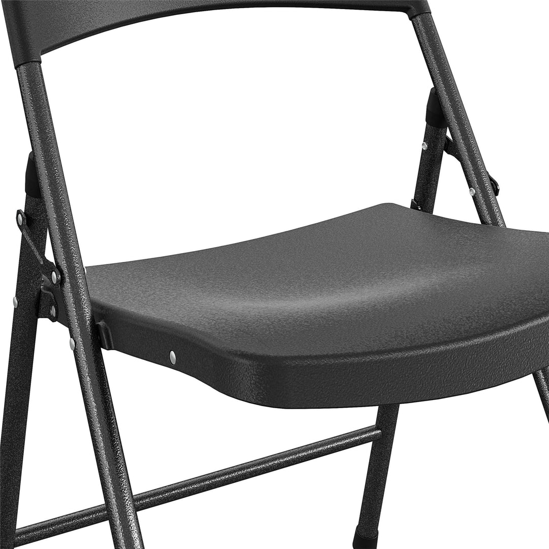 Solid Resin Plastic Folding Chair, Indoor/Outdoor, Double Braced, Set of 4 - Black - 4-Pack