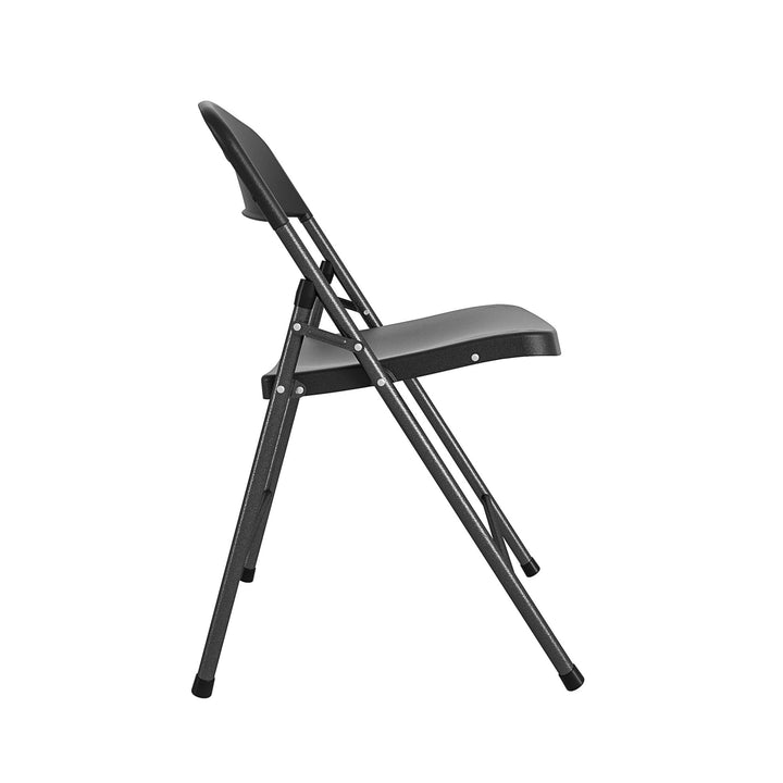 Solid Resin Plastic Folding Chair, Indoor/Outdoor, Double Braced, Set of 4 - Black - 4-Pack