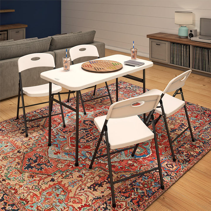 Solid Resin Plastic Folding Chair, Indoor/Outdoor, Double Braced, Set of 4 - White - 4-Pack
