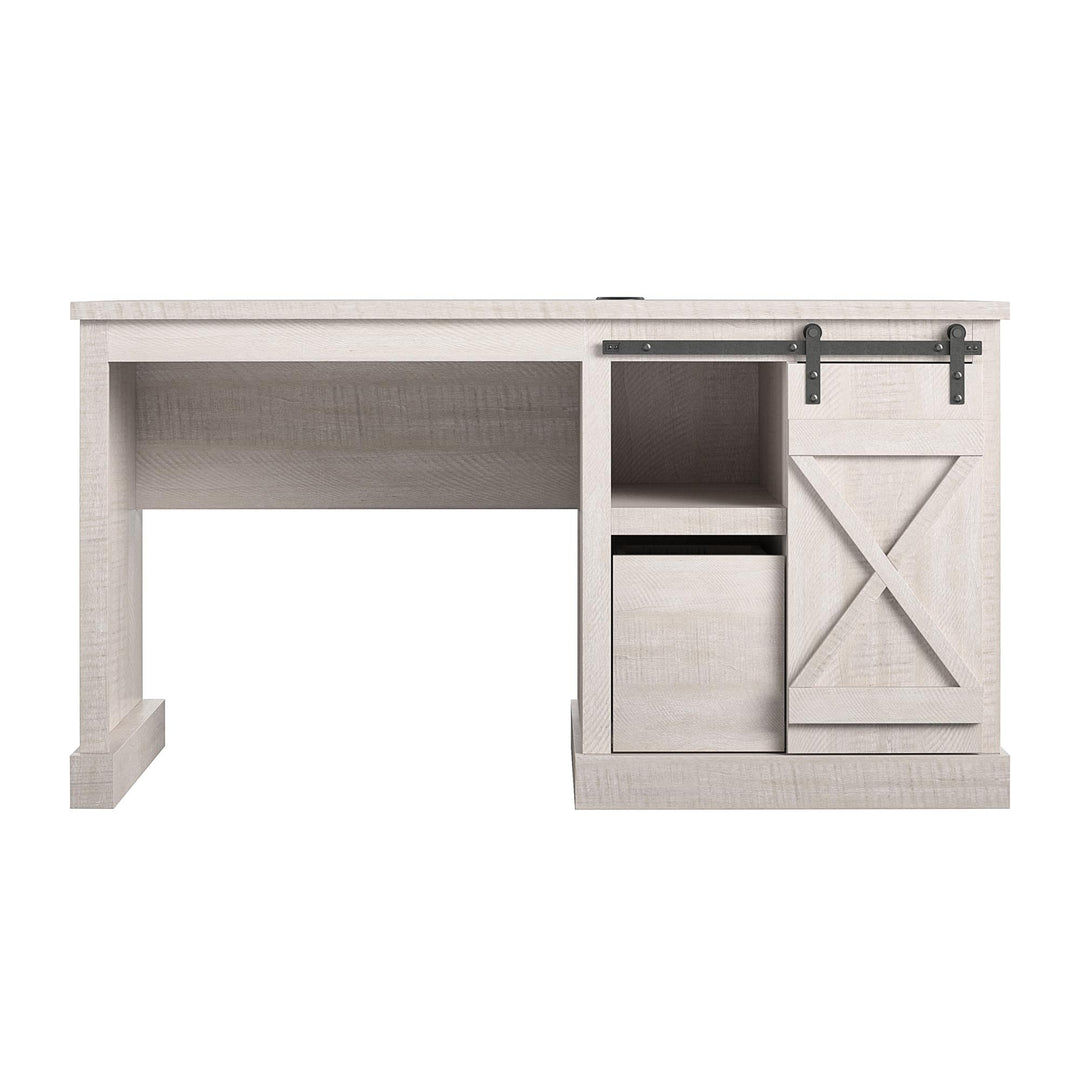 Knox County Single Pedestal Computer Desk with USB Port - Rustic White