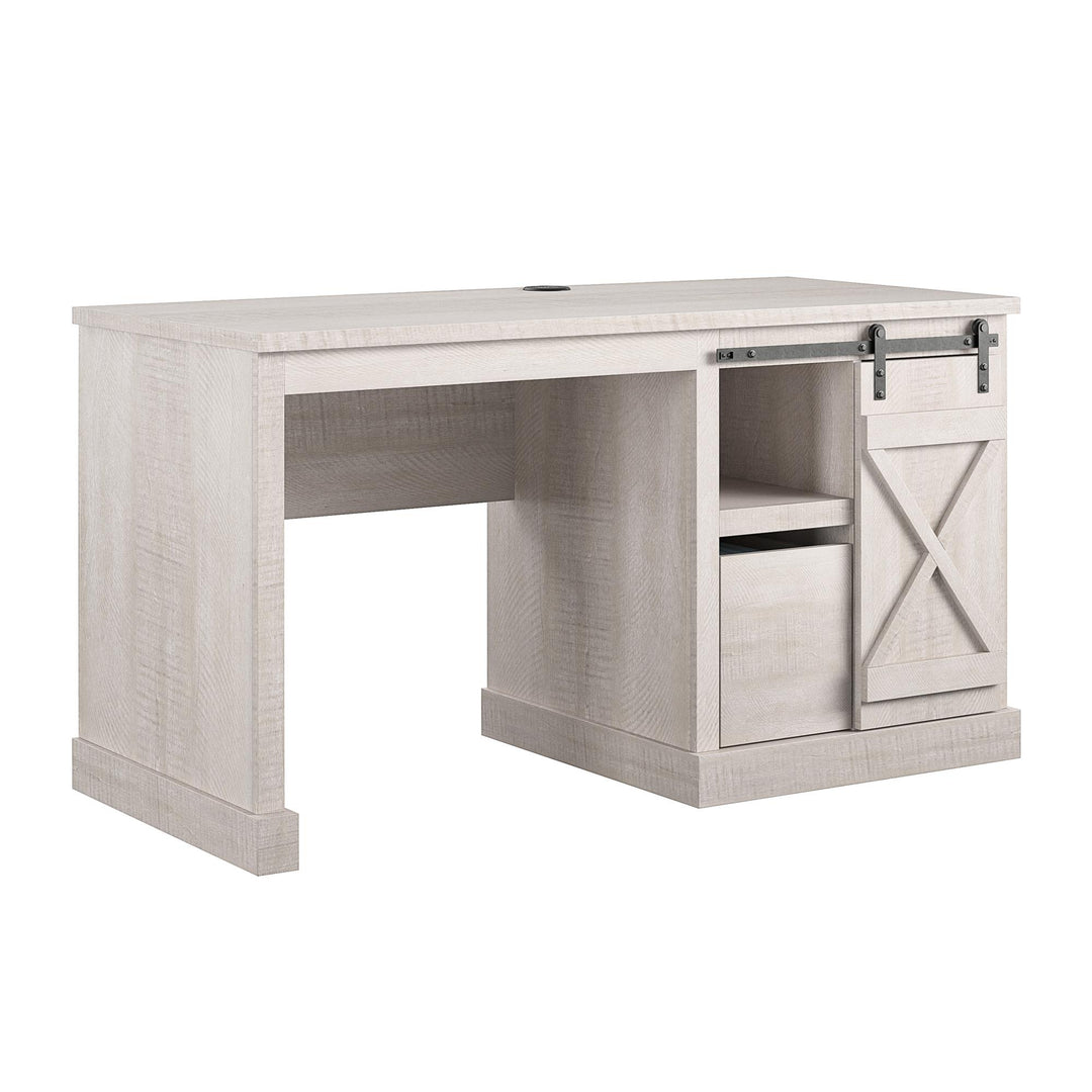 Knox County Single Pedestal Computer Desk with USB Port - Rustic White
