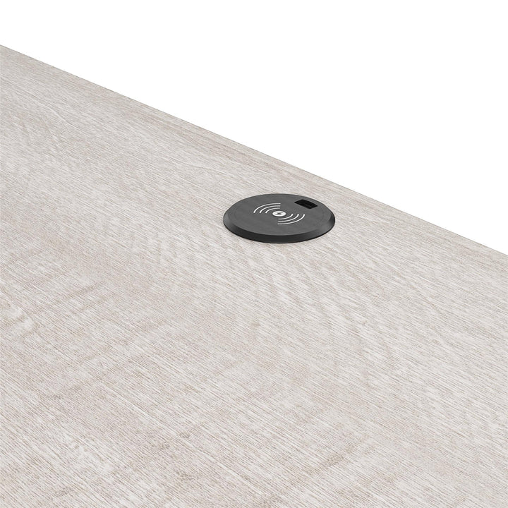 Knox County Single Pedestal Computer Desk with USB Port - Rustic White