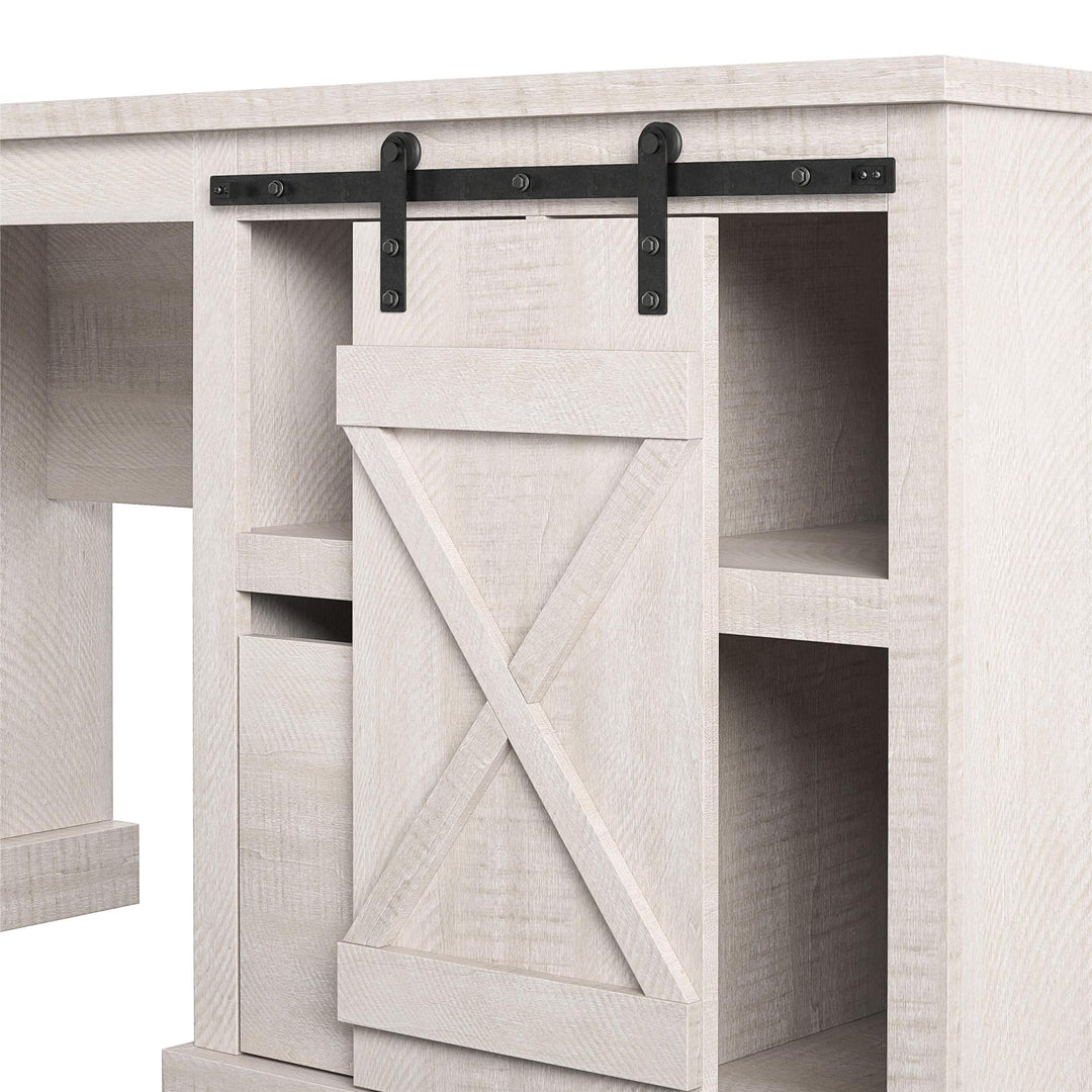 Knox County Single Pedestal Computer Desk with USB Port - Rustic White