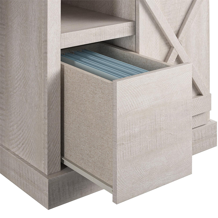 Knox County Single Pedestal Computer Desk with USB Port - Rustic White