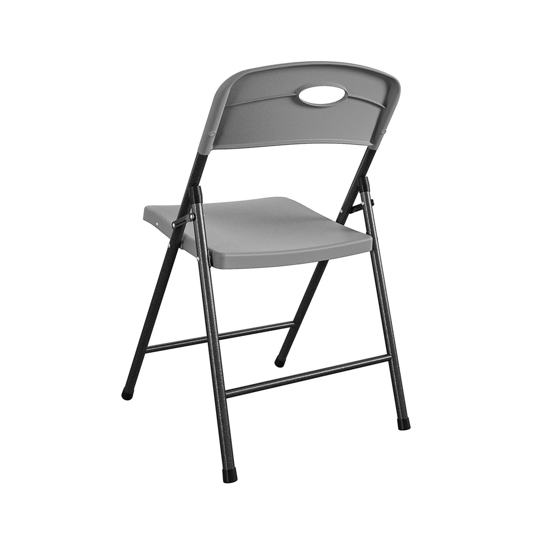 Solid Resin Plastic Folding Chair, Indoor/Outdoor, Double Braced, Set of 4 - Gray - 4-Pack