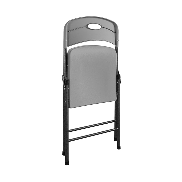 Solid Resin Plastic Folding Chair, Indoor/Outdoor, Double Braced, Set of 4 - Gray - 4-Pack