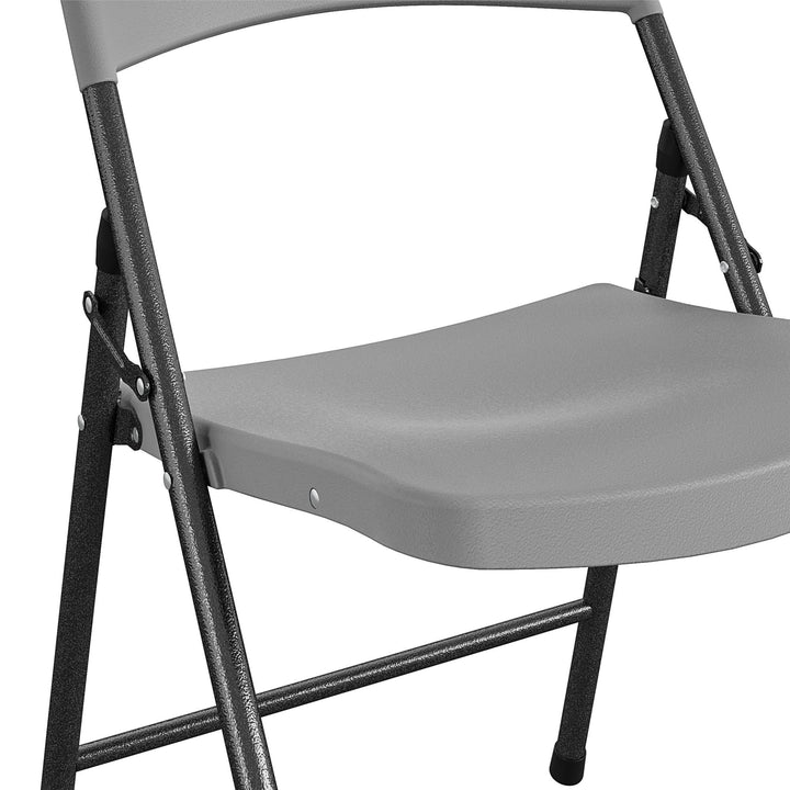 Solid Resin Plastic Folding Chair, Indoor/Outdoor, Double Braced, Set of 4 - Gray - 4-Pack
