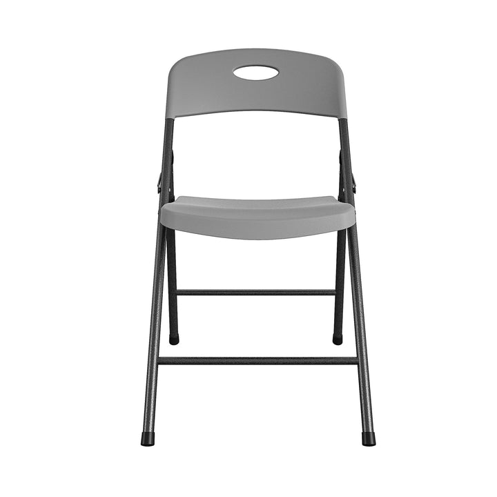 Solid Resin Plastic Folding Chair, Indoor/Outdoor, Double Braced, Set of 4 - Gray - 4-Pack