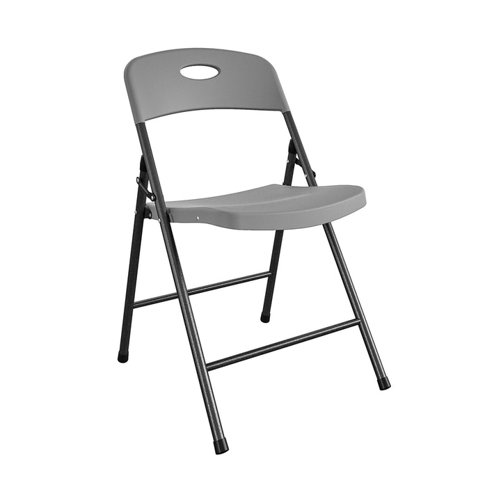 Solid Resin Plastic Folding Chair, Indoor/Outdoor, Double Braced, Set of 4 - Gray - 4-Pack