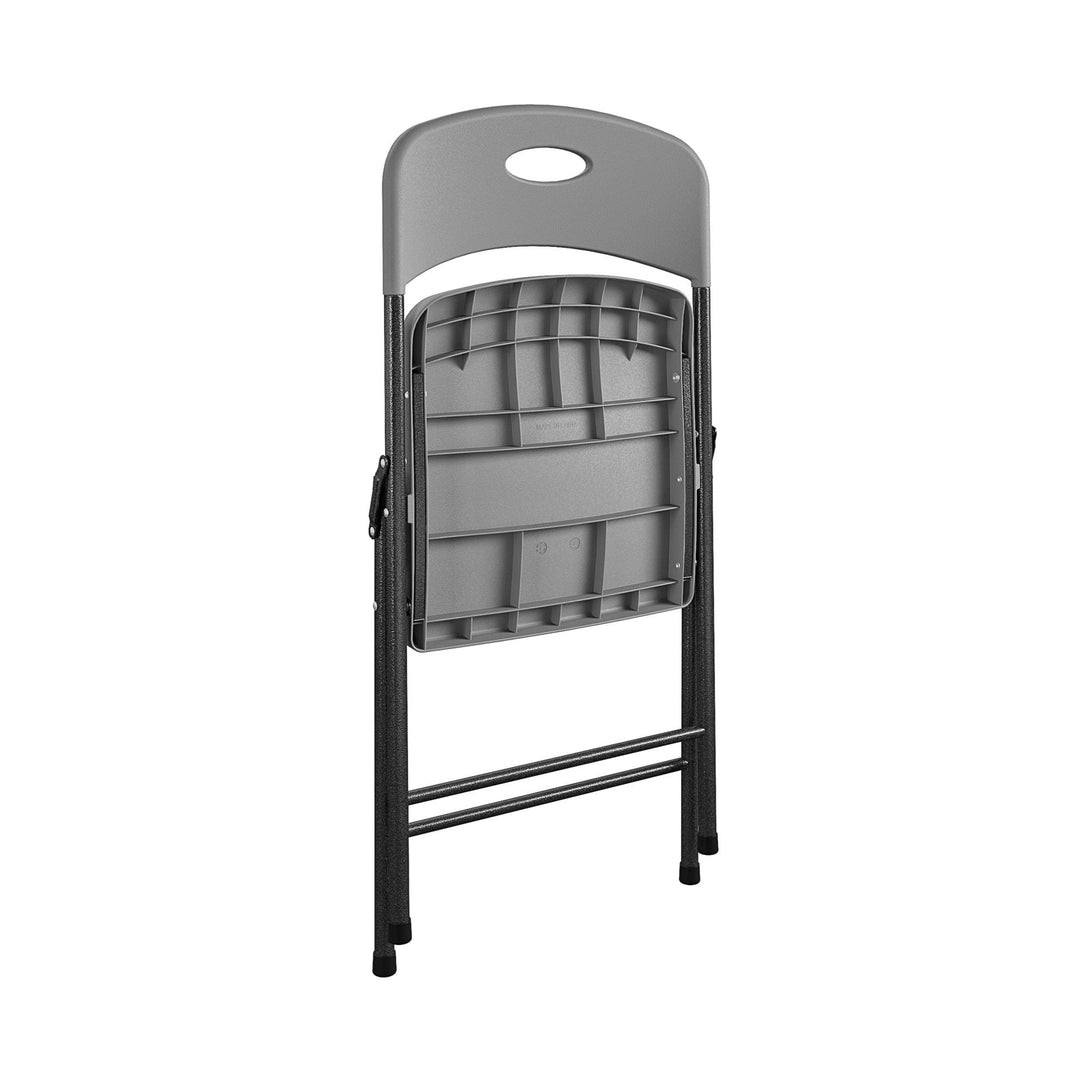 Solid Resin Plastic Folding Chair, Indoor/Outdoor, Double Braced, Set of 4 - Gray - 4-Pack