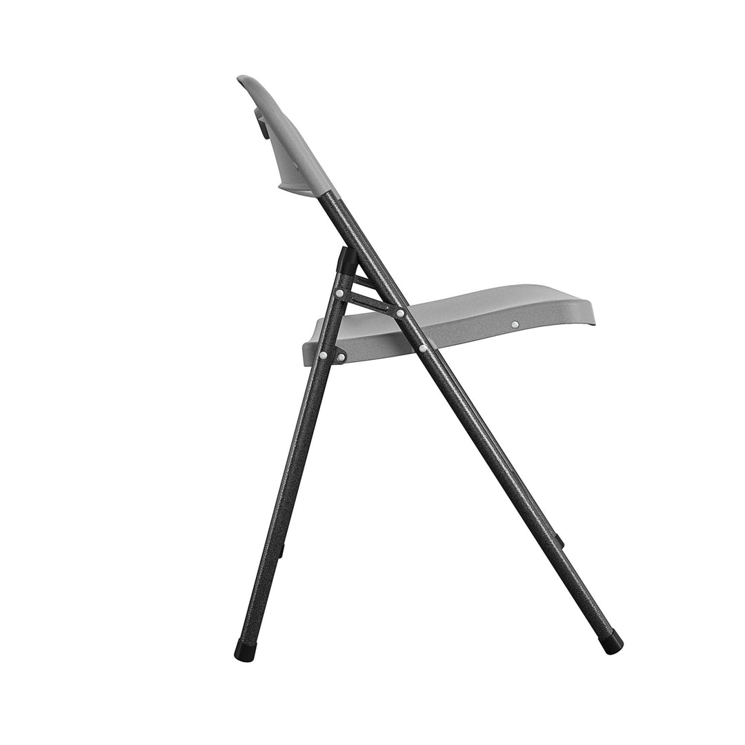 Solid Resin Plastic Folding Chair, Indoor/Outdoor, Double Braced, Set of 4 - Gray - 4-Pack