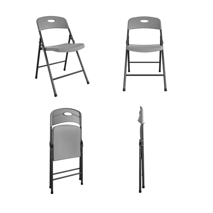 Solid Resin Plastic Folding Chair, Indoor/Outdoor, Double Braced, Set of 4 - Gray - 4-Pack