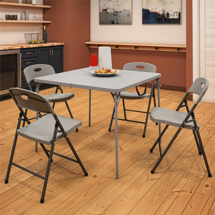 Solid Resin Plastic Folding Chair, Indoor/Outdoor, Double Braced, Set of 4 - Gray - 4-Pack