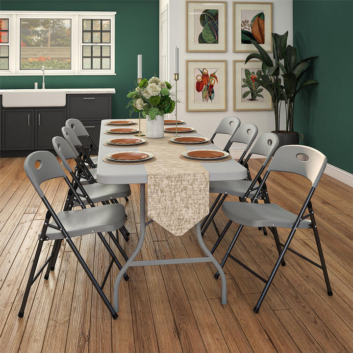 Solid Resin Plastic Folding Chair, Indoor/Outdoor, Double Braced, Set of 4 - Gray - 4-Pack