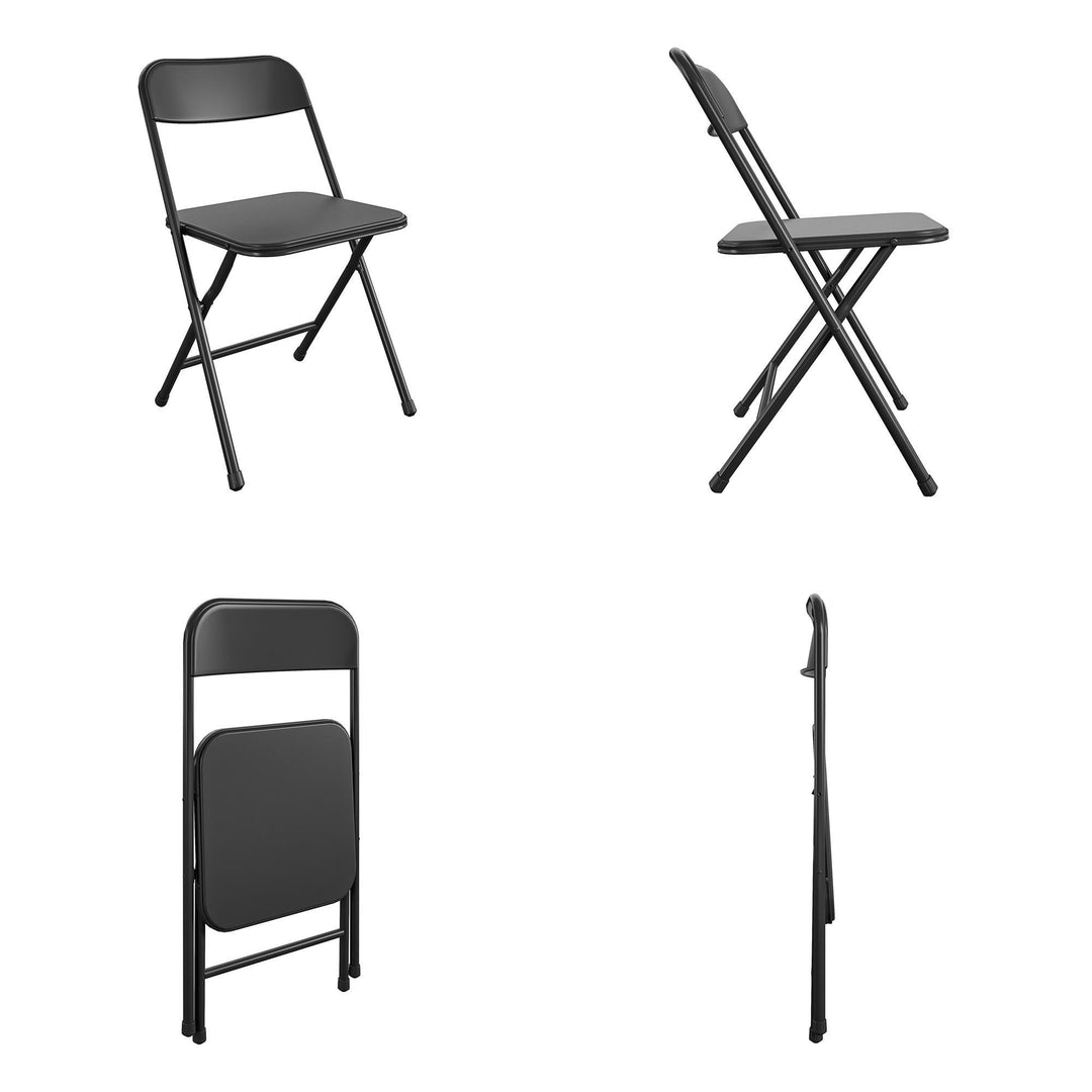 5-Piece Solid Resin Centerfold Table & Chair Dining Set - Black - 5 Piece