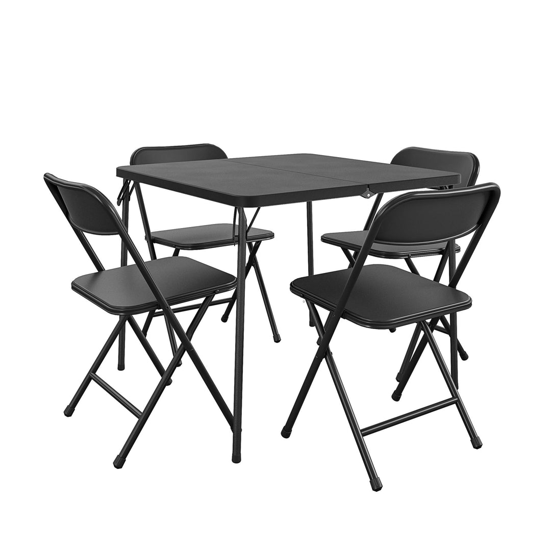 5-Piece Solid Resin Centerfold Table & Chair Dining Set - Black - 5 Piece