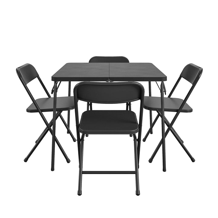5-Piece Solid Resin Centerfold Table & Chair Dining Set - Black - 5 Piece