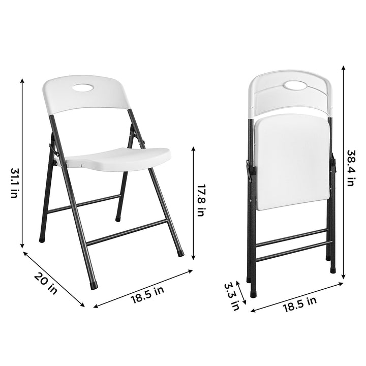 Solid Resin Plastic Folding Chair, Indoor/Outdoor, Double Braced, Set of 4 - White - 4-Pack