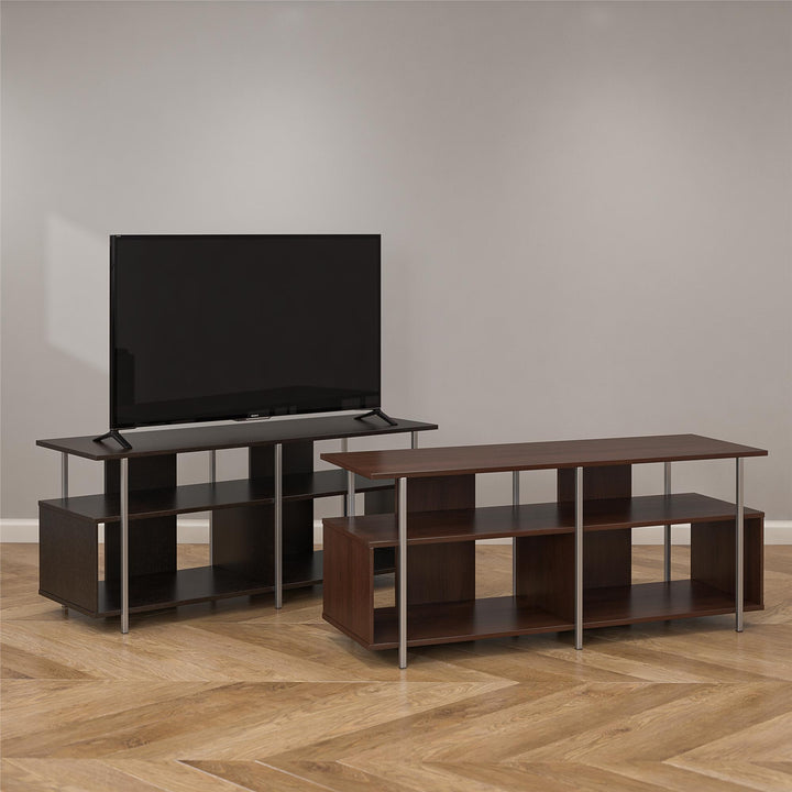 Alonso Mixed Media TV Stand with 4 Open Shelves for TVs up to 69 Inches - Espresso
