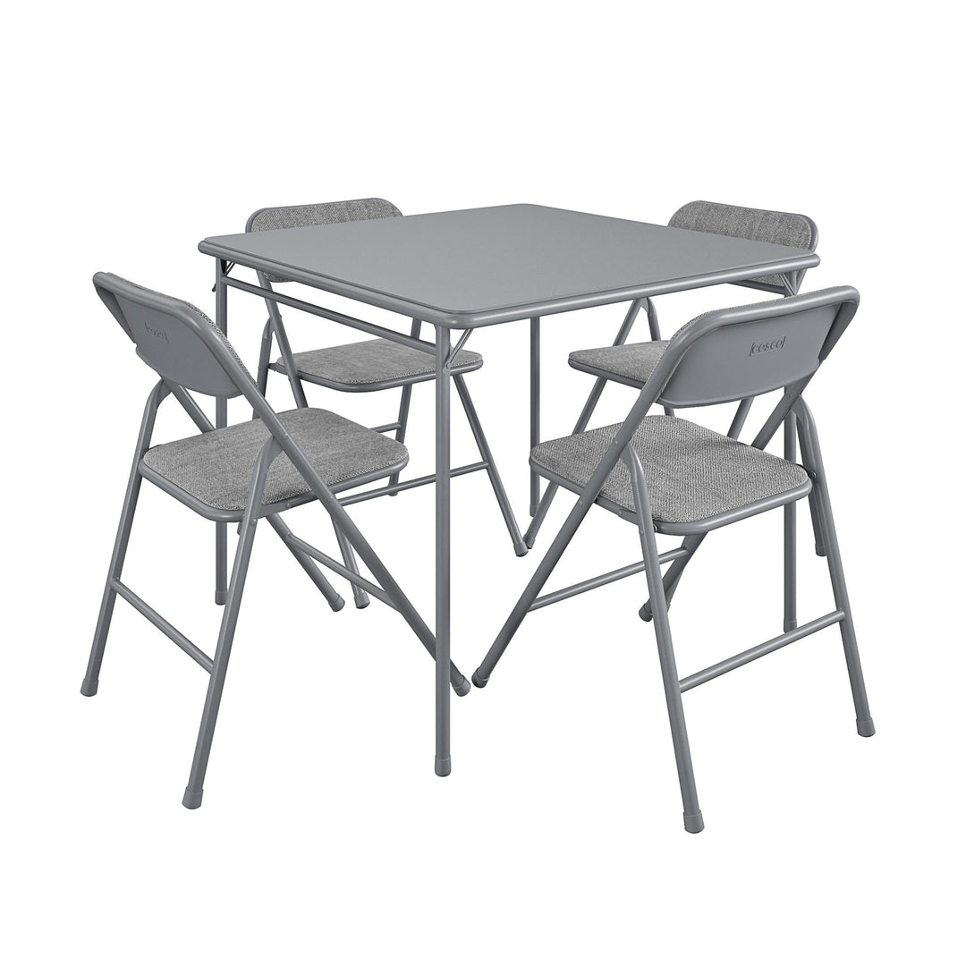 Premium 5-Piece Fabric Folding Chair & Classic 34"Vinyl Card Table Set - Gray - 5 Piece