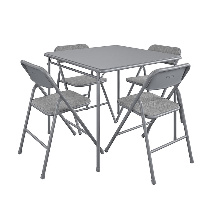 Premium 5-Piece Fabric Folding Chair & Classic 34"Vinyl Card Table Set - Gray - 5 Piece