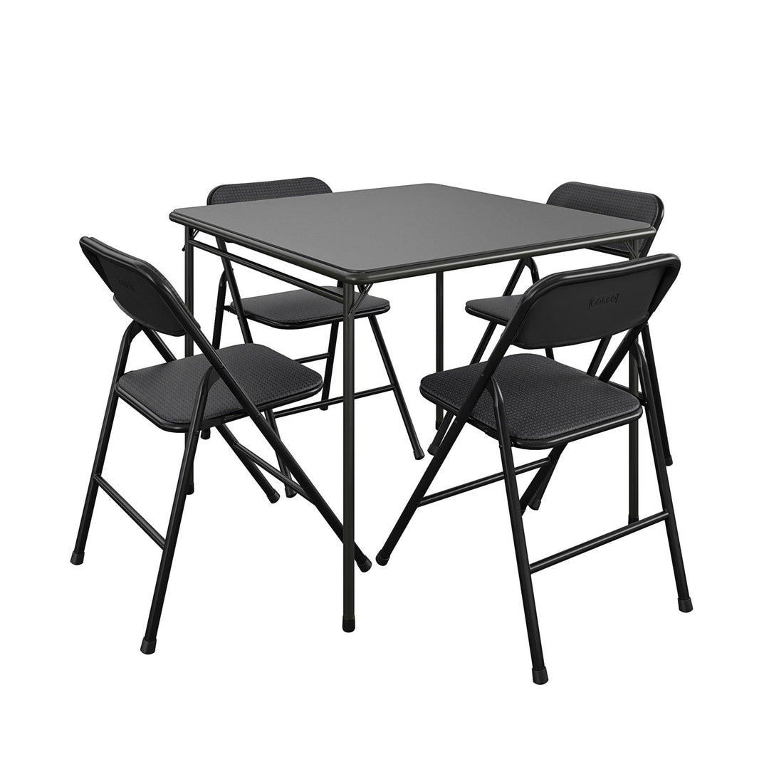 Premium 5-Piece Fabric Folding Chair & Classic 34"Vinyl Card Table Set - Black - 5 Piece