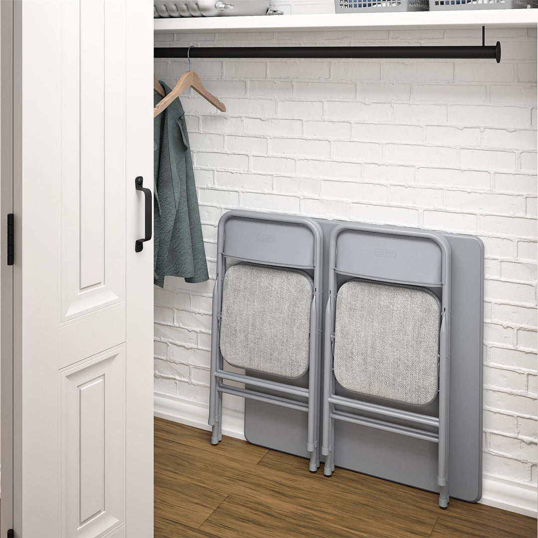 Premium 5-Piece Fabric Folding Chair & Classic 34"Vinyl Card Table Set - Gray - 5 Piece