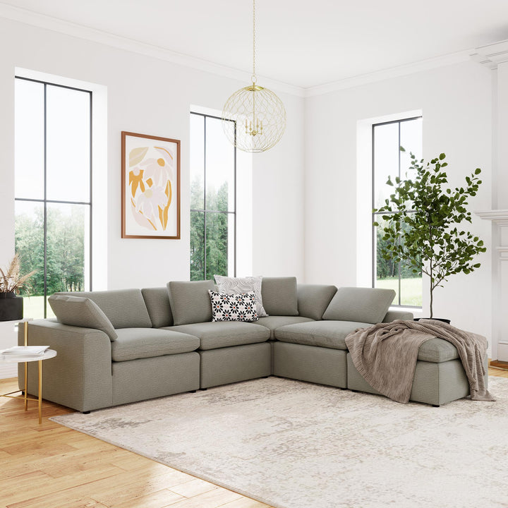 York Modular Pillow Top Plush Ottoman - Taupe