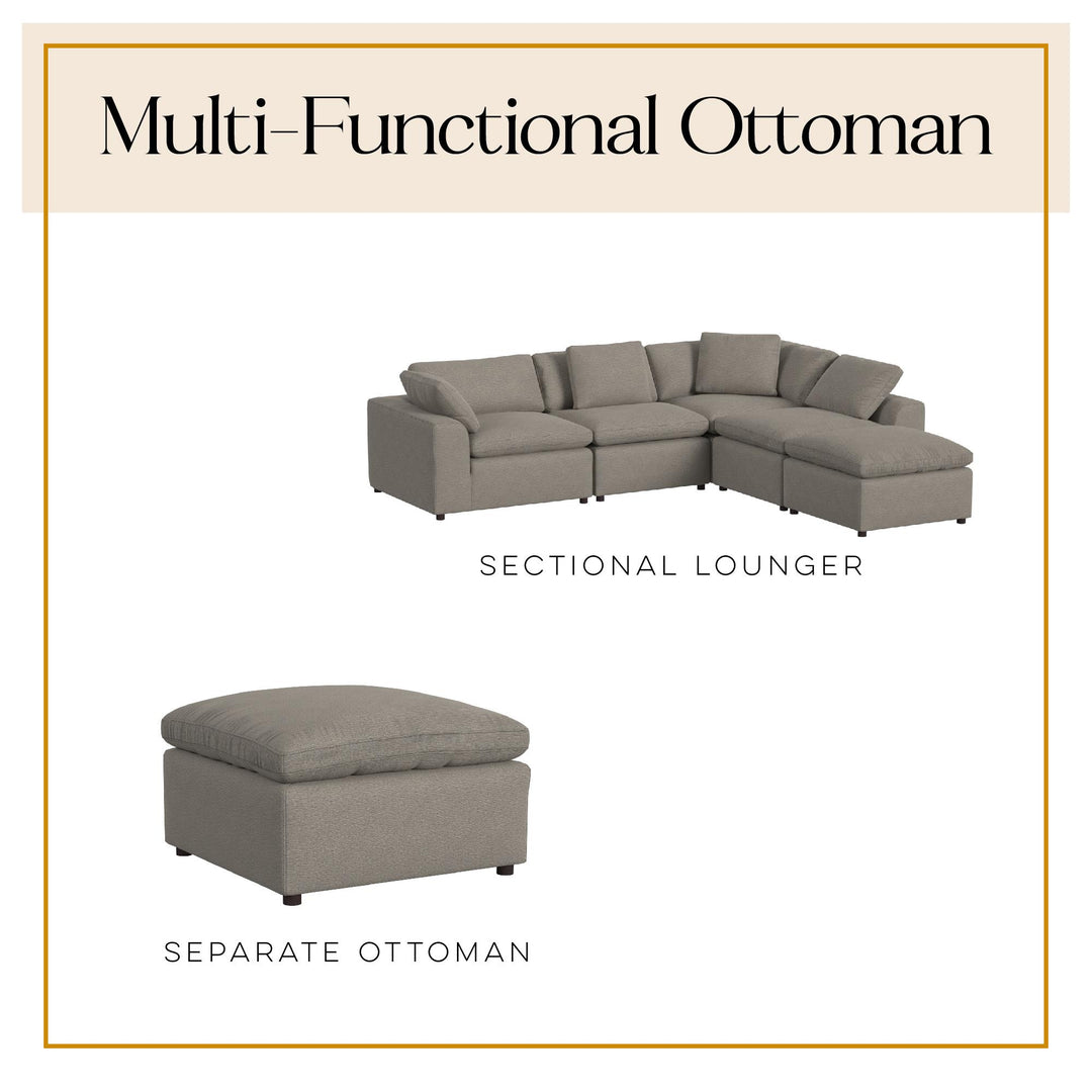 York Modular Pillow Top Plush Ottoman - Taupe