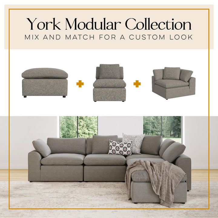 York Modular Pillow Top Plush Ottoman - Taupe