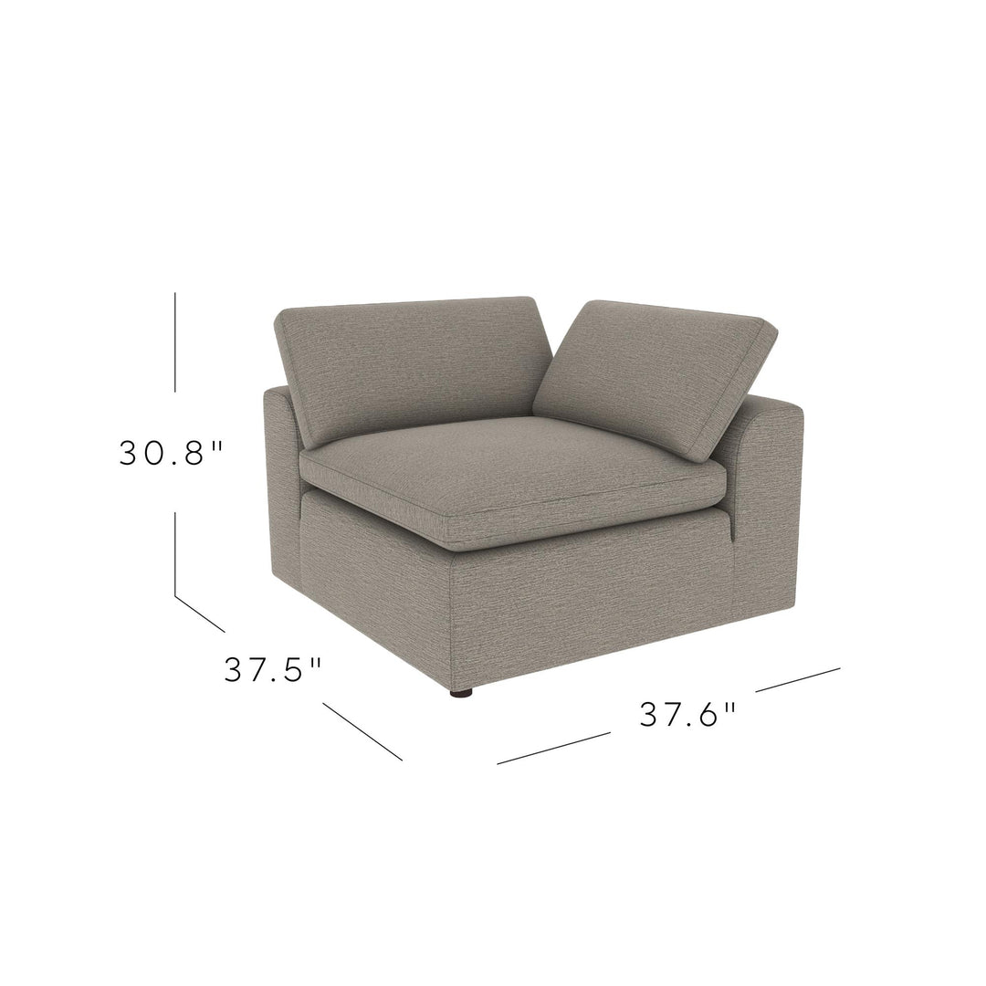 York Modular Pillow Top Corner Chair with Back Pillow and Side Pillow - Taupe