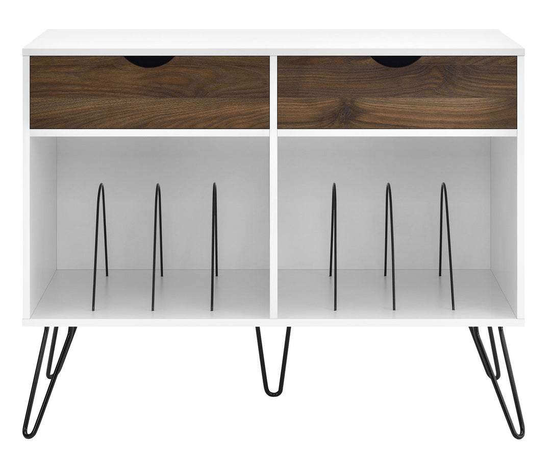 Concord Turntable Stand with Drawers - Dark Walnut/White