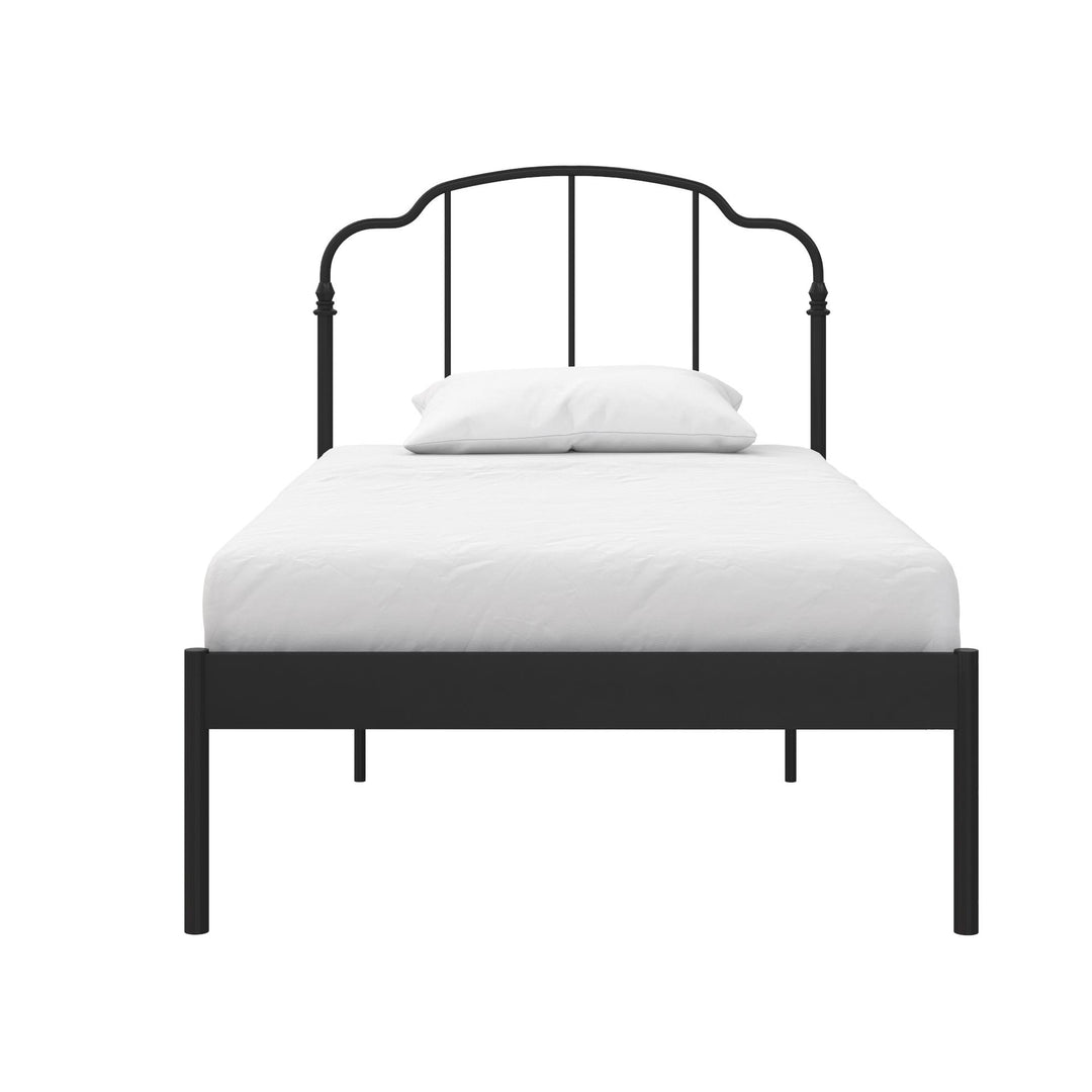 Camie Metal Bed with Adjustable Height Base and Vintage Headboard - Black - Twin