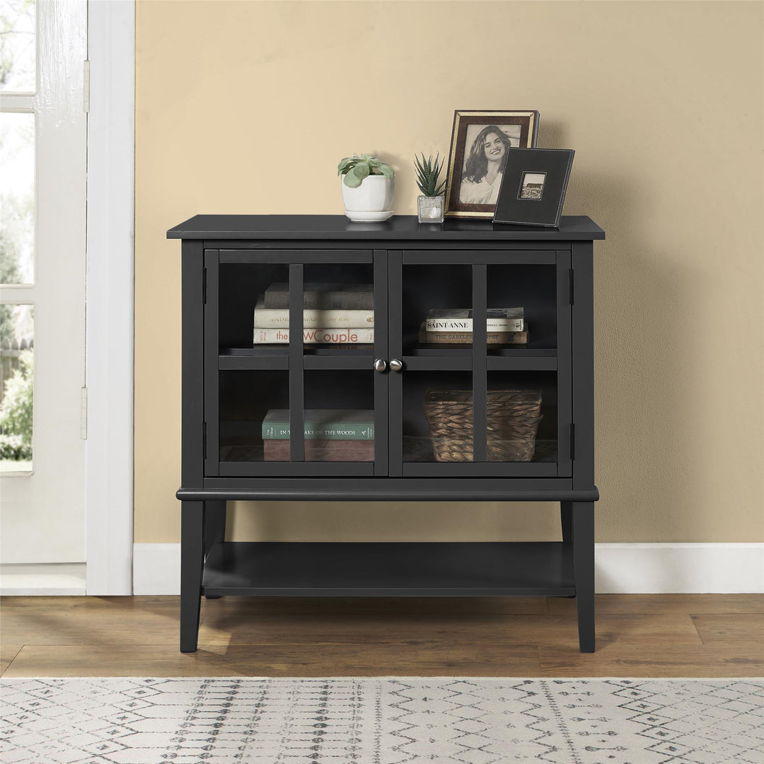 Franklin 2 Glass Door Storage Cabinet - Black