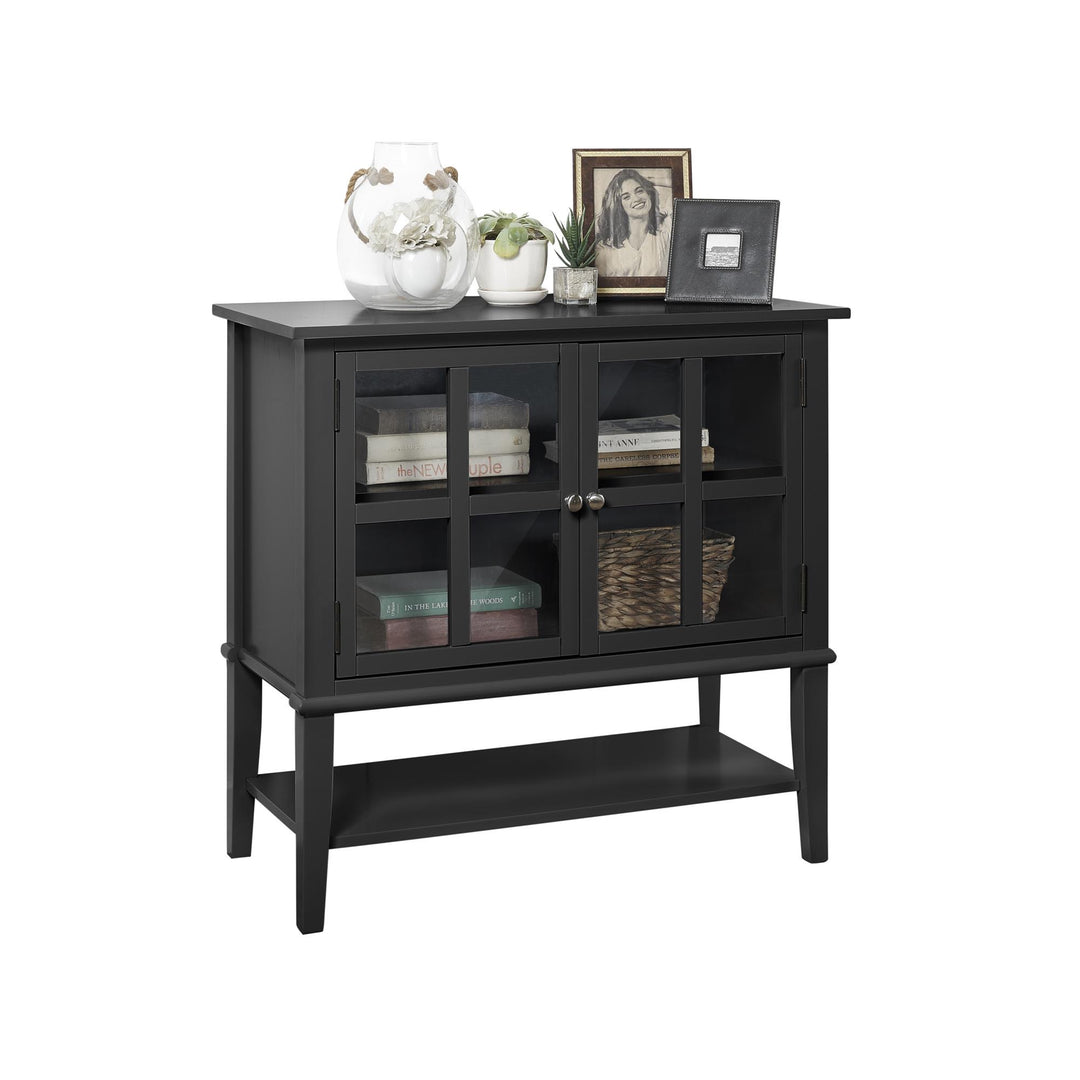 Franklin 2 Glass Door Storage Cabinet - Black
