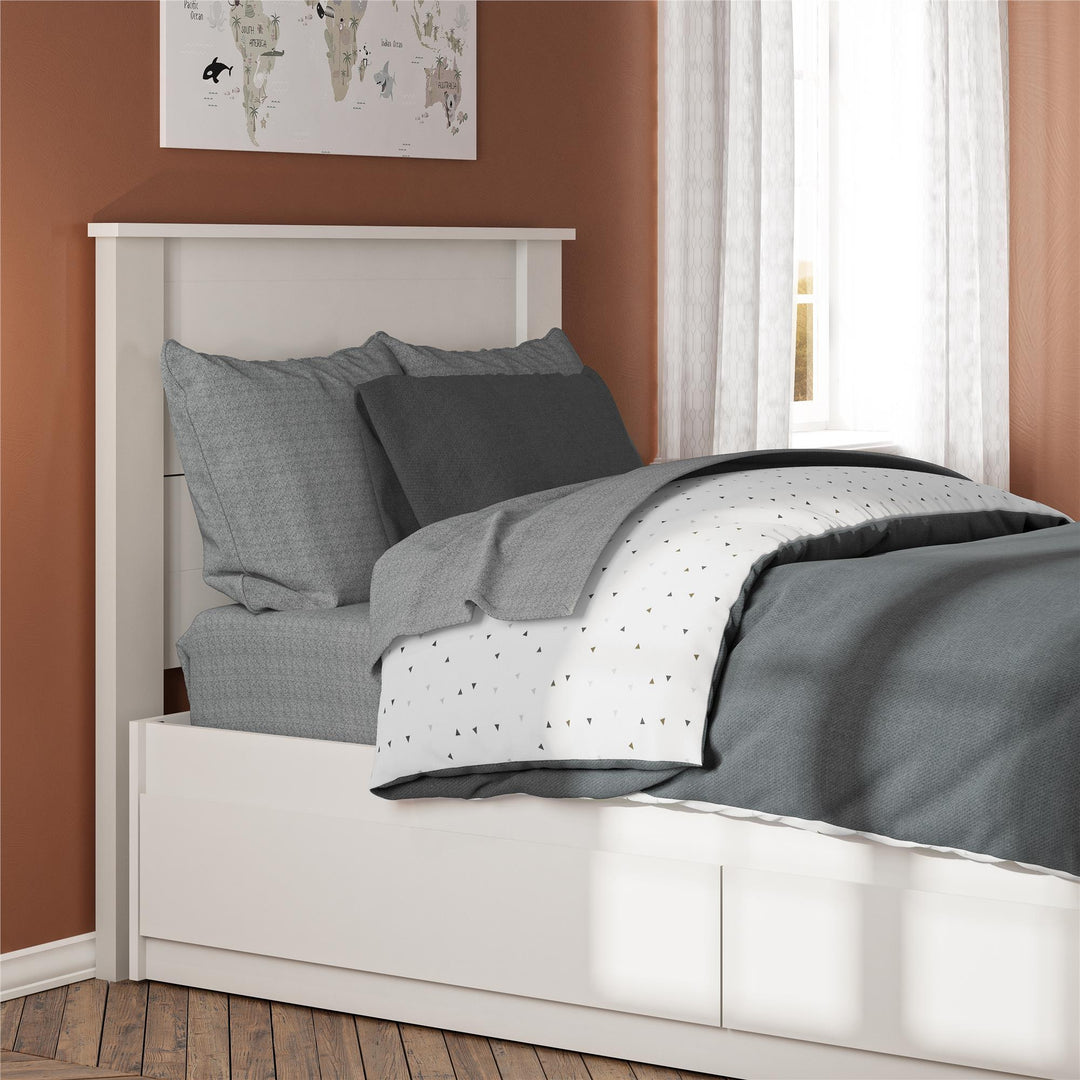 Alyssa Twin Headboard with Woodgrain Pattern - Ivory Oak