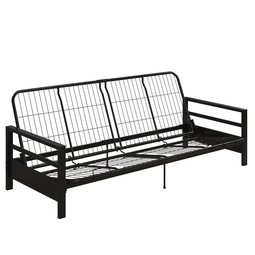 Miles Metal Futon Frame with Metal Mesh and Retainer Clips - Black