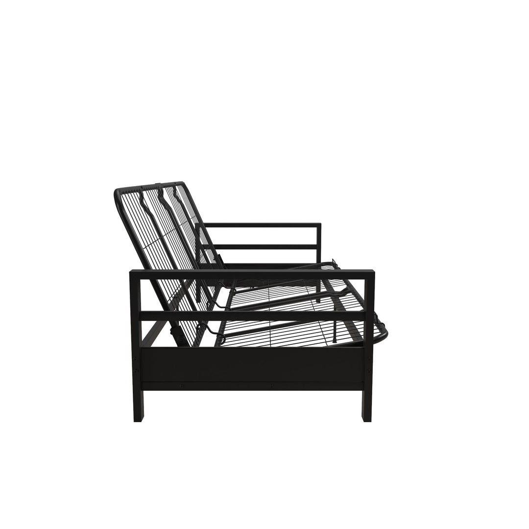 Miles Metal Futon Frame with Metal Mesh and Retainer Clips - Black